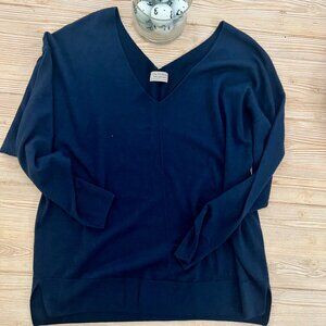 Falconeri Italian 100% Cashmere Navy Double V-Neck Sweater – Size S
